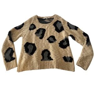 Sleeping on Snow Leopard Print Anthropologie Sweater Size L